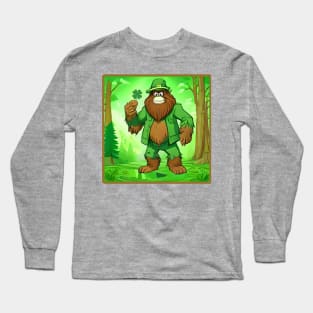 Bigfoot Holds Up a Big Shamrock. Long Sleeve T-Shirt